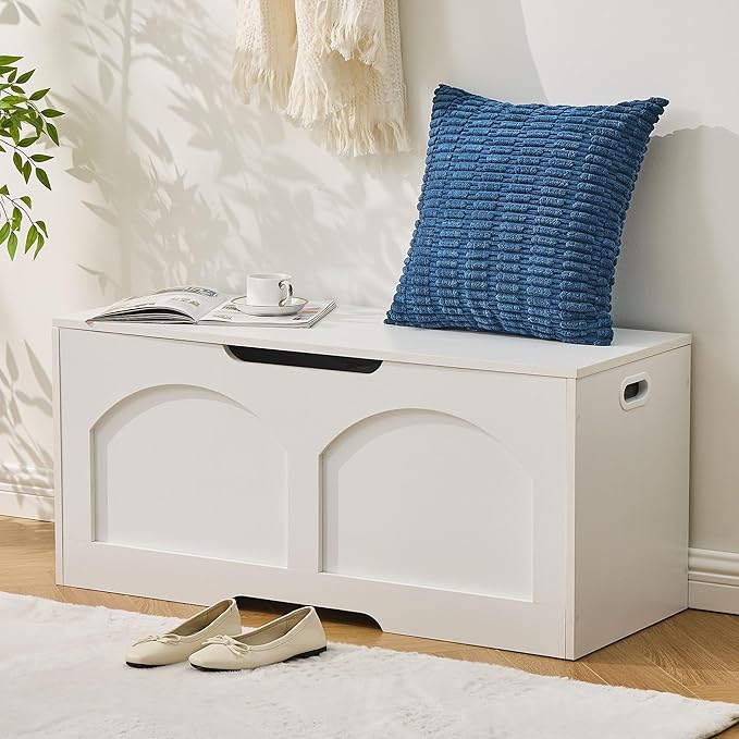 Storage Chest, 31.5" Wooden Storage Trunk Bench, Entryway Bench, Storage Box - Image 2