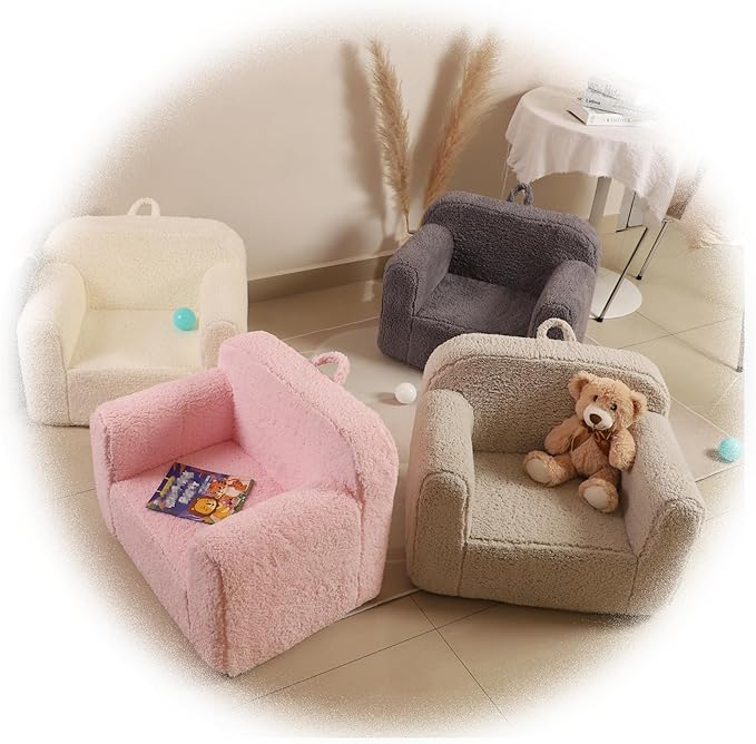 Kids Snuggly-Soft Sherpa Chair, Cuddly Toddler Foam Chair - Image 8