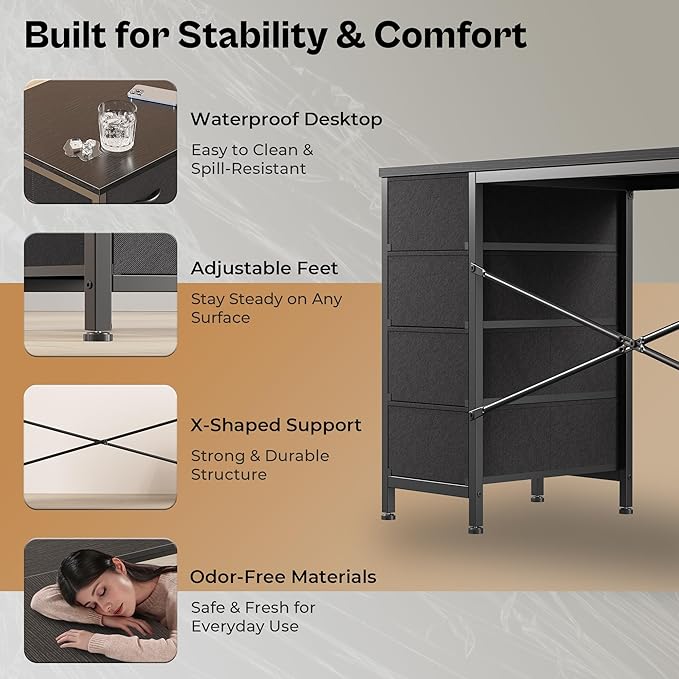 Huuger 55 Inch L Shaped Desk - Image 7