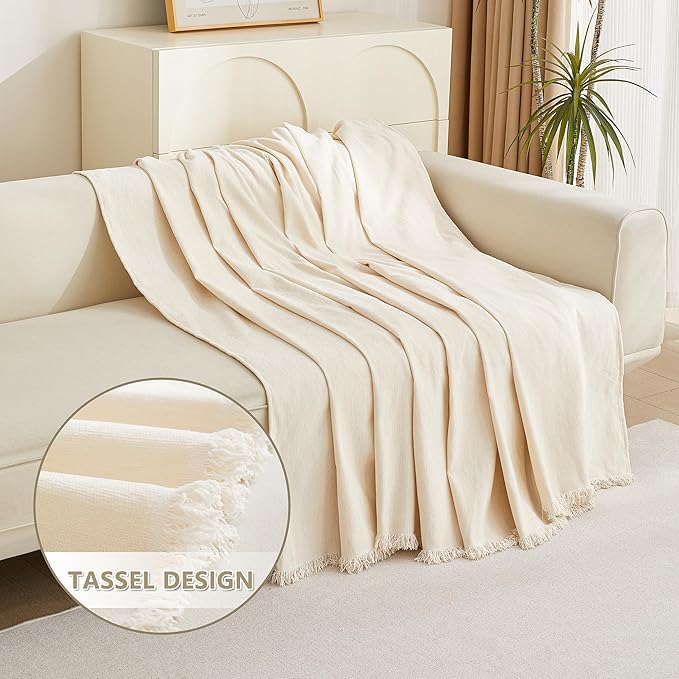 MYSKY HOME Couch Cover for Pets Beige Couch Covers for 3 Cushion Couch Sofa - Image 3