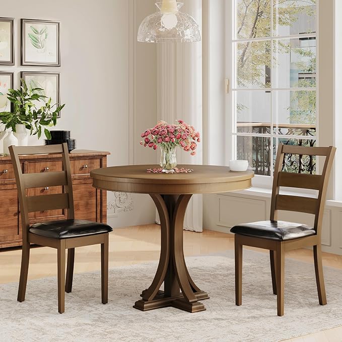 COLAMY Farmhouse Dining Chairs Set of 2, Upholstered Kitchen Chairs by COLAMYINC