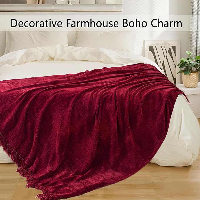 Chenille Throw Blanket for Couch 60"X 80" Twin, Soft Cozy Throws - Image 5