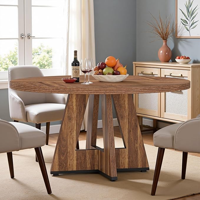 NicBex 47 Inch Round Dining Table, Wooden Dinner Table by NicBex