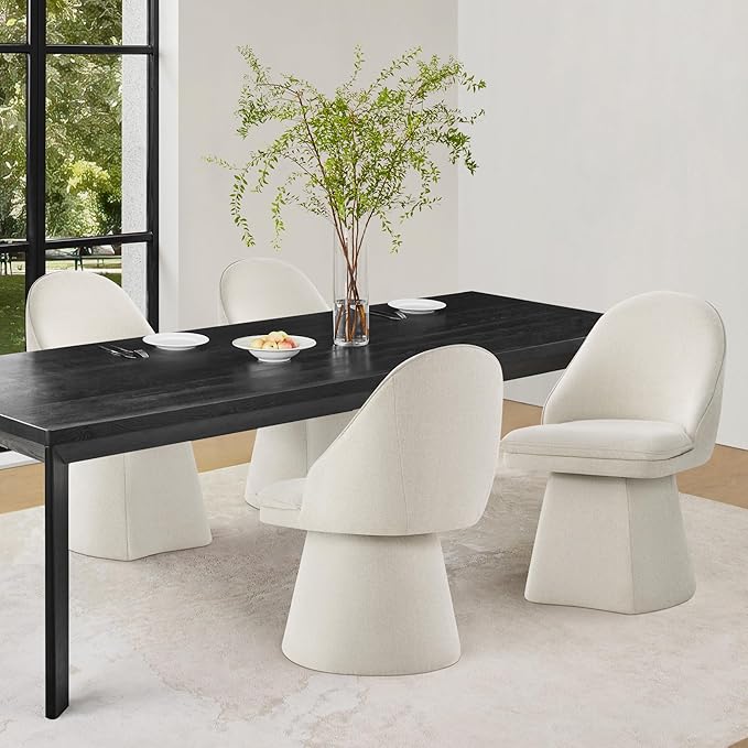Swivel Dining Chairs Modern Desk Chair Upholstered Linen Fabric Side Chair - Image 7