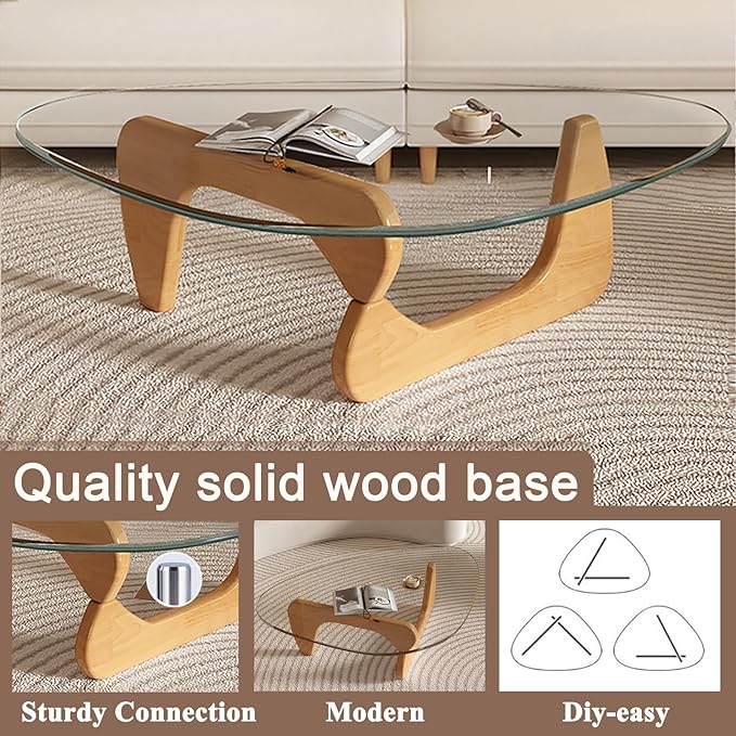 Modern Glass Coffee Table for Living Room, Mid Century Coffee Tables, Suitable - Image 5