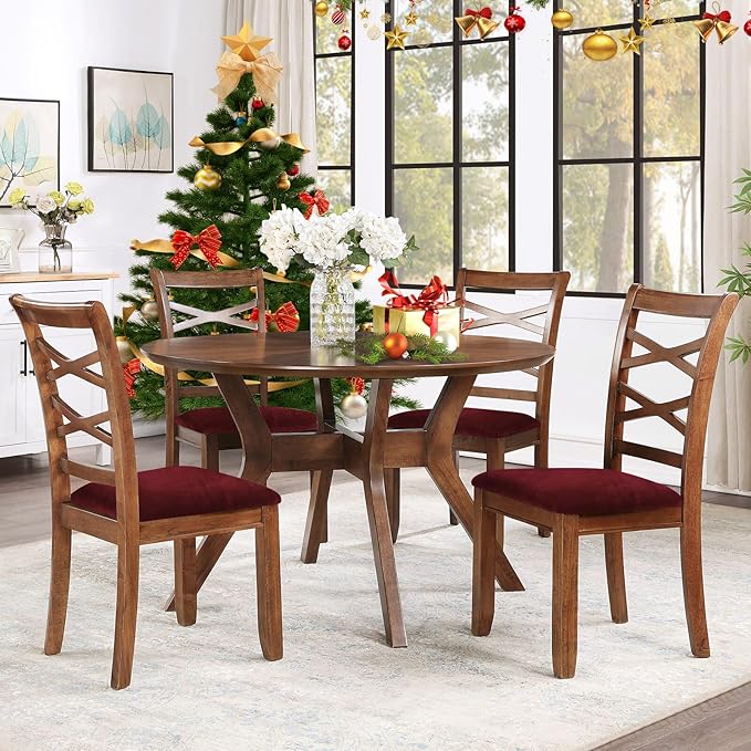 Smiry Velvet Seat Covers for Dining Room Chair Set of 2, Stretch Fit Removable - Image 8