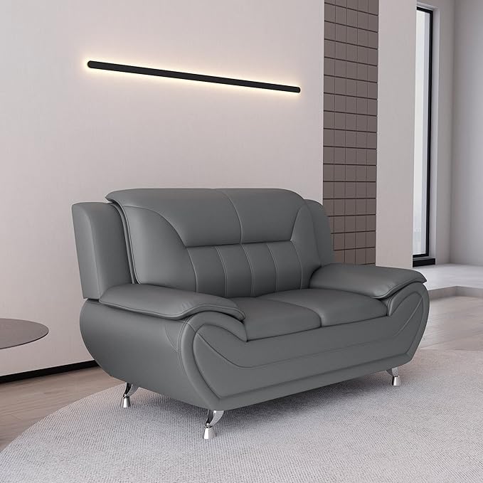 Container Furniture Direct Michael Modern Faux Leather Upholstered Stainless - Image 3