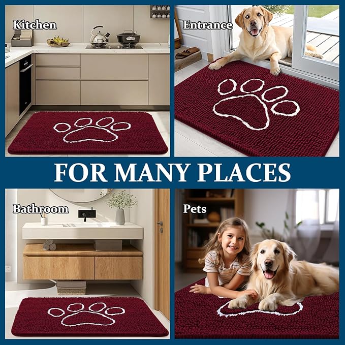 OLANLY Door Mat for Muddy Dog Paws 70x46, Ultra Absorbent Chenille Mud Doormat - Image 8