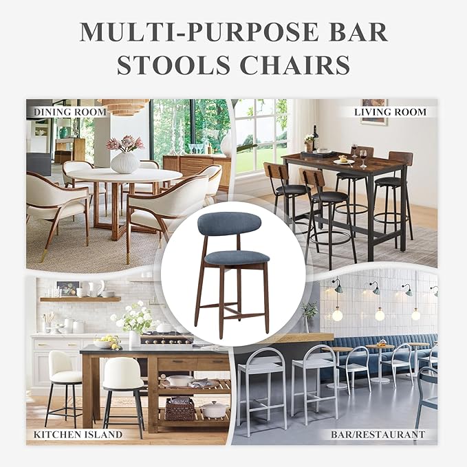 COLAMY Mid Century Modern Bar Stools Set of 4, Counter Height, 25 Inch - Image 7
