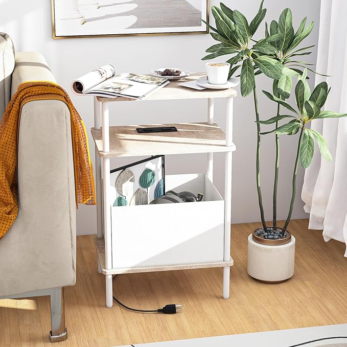 Small Side Table with Charging Station, End Table - Image 4