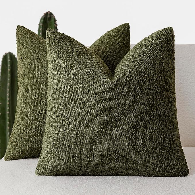 Foindtower Pack of 2 Textured Boucle Throw Pillow Covers Accent Solid Pillow by Foindtower