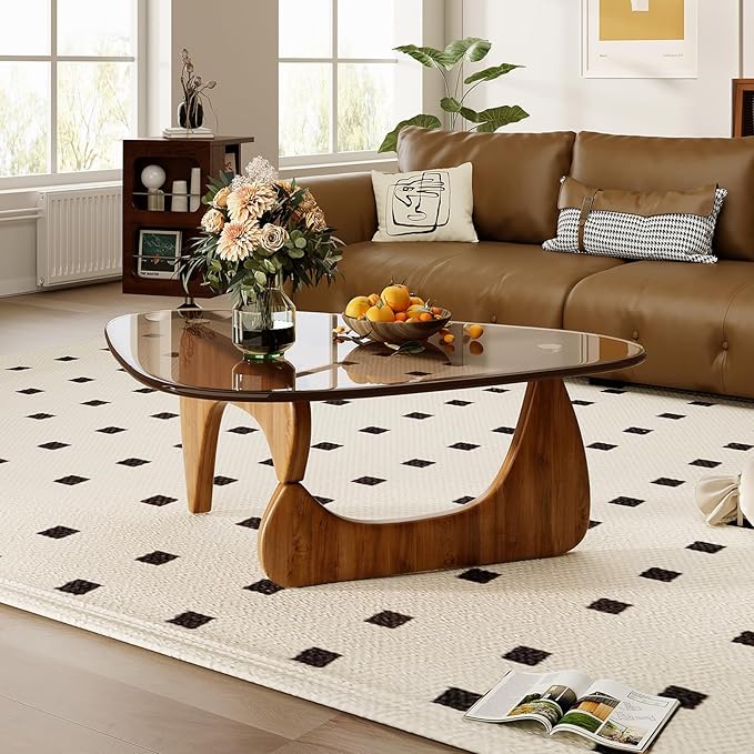 Glass Coffee Table for Living Room Mid Century Modern Triangle Center Table - Image 3