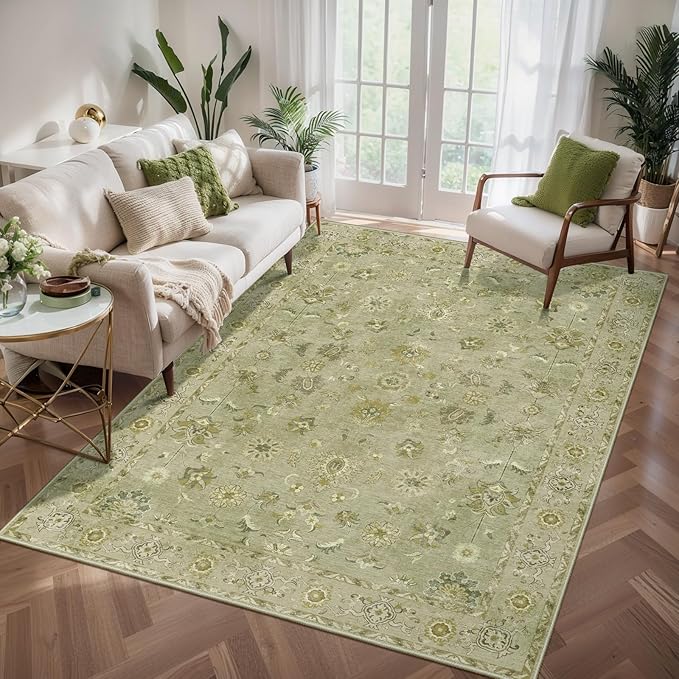 Tangsoo 4x6 Area Rug for Living Room, Washable Floral Vintage Rugs Indoor by Tangsoo