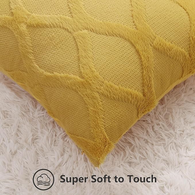 decorUhome Fall Throw Pillow Covers 20x20 Inch Set of 2, Soft Plush Faux Fur - Image 2