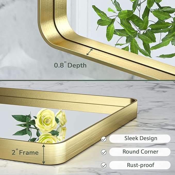 TokeShimi 32x36 Inch Gold Bathroom Mirror - Image 4