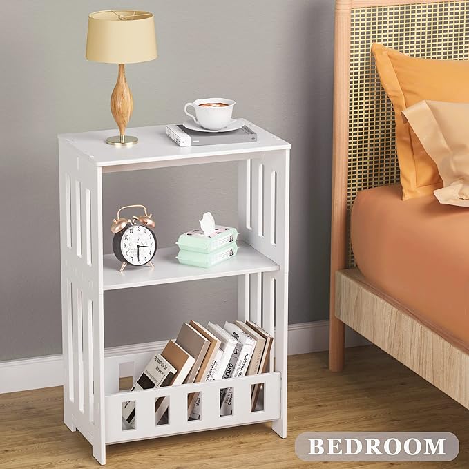 3 Tier Side Table Night Stand, Narrow End Table - Image 2