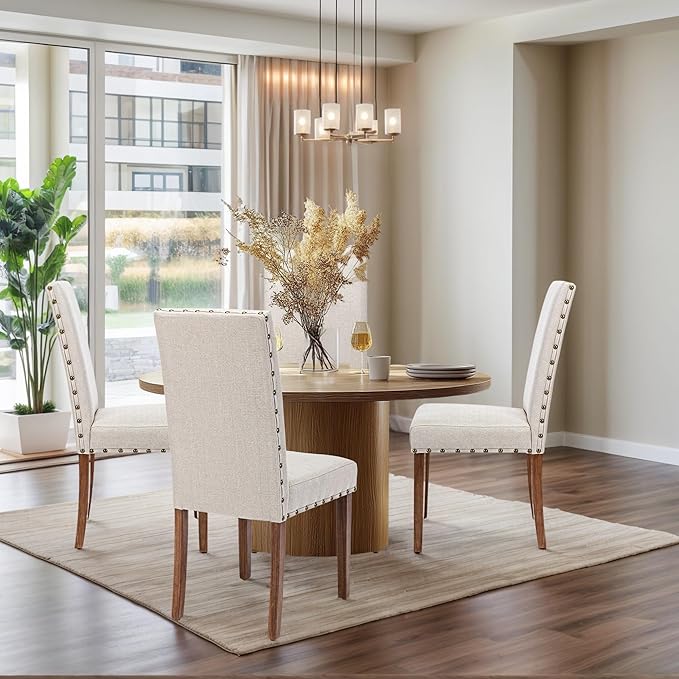 Parsons Kitchen Dining Chair Set Room Modern Upholstered Stylish Fabric High - Image 4