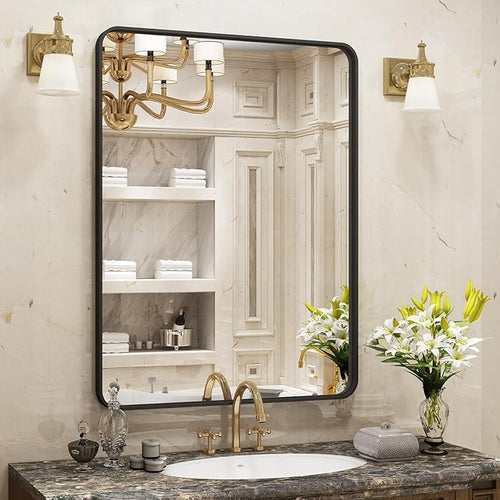 24x30 Inch Black Matte Framed Bathroom Mirror by VANLIOBathroomMirror