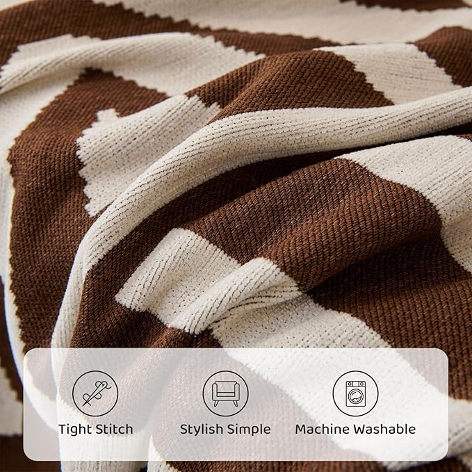 STACYPIK Soft Breathable Boho Chocolate Sofa Cover Stain Resistant Furniture - Image 5
