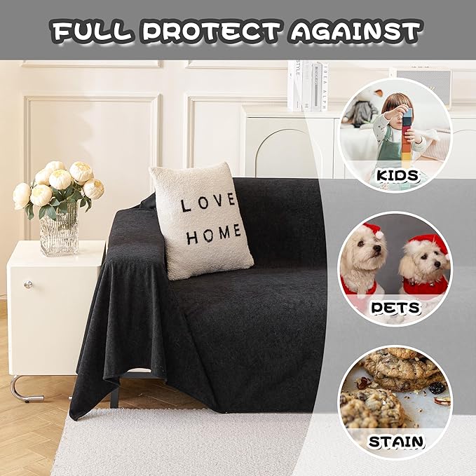 MYSKY HOME Black Couch Covers for Sectional Sofa, Couch Covers for Dogs - Image 3