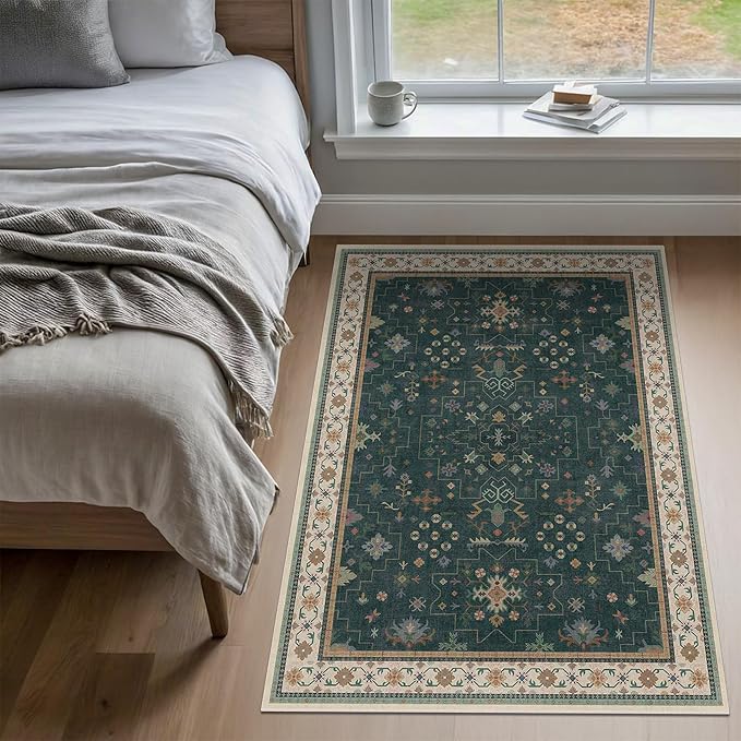Dark Green Oushak 3x6 Kitchen Rug - Image 5