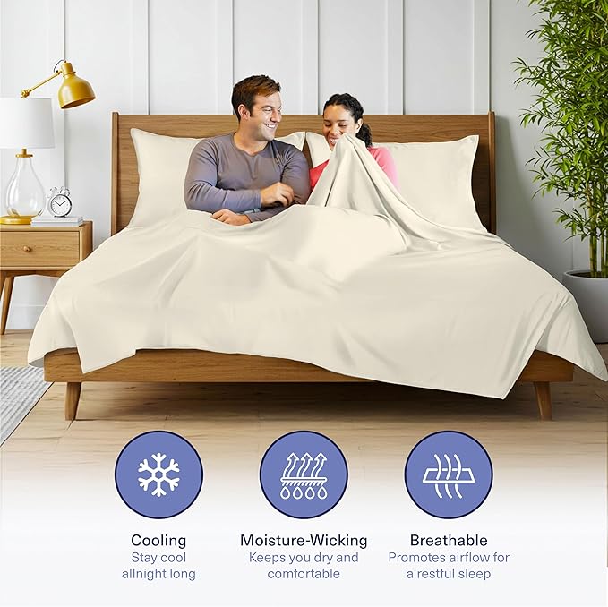 Kickoff Viscose Bamboo Sheets Queen Size 4-pc 100% Organic Bamboo Viscose Bed - Image 3
