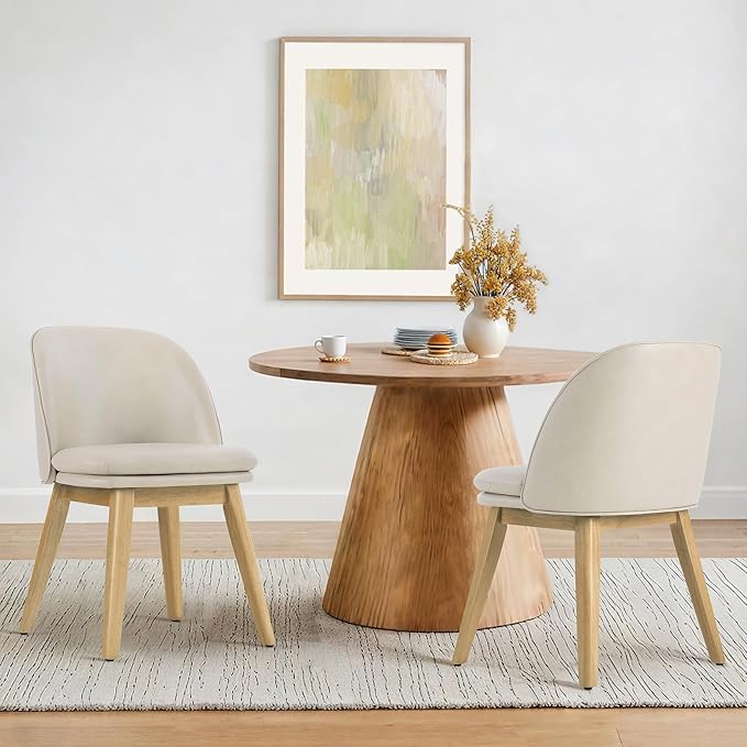 Wooden Dining Chairs Set of 4, Faux Leather Upholstered Modern Dining Room - Image 7