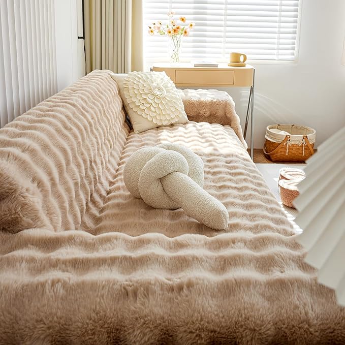 Soft Warm Faux Fur Sofa Cover Thick Shaggy Fuzzy Sectional Couch Cover Plush - Image 7
