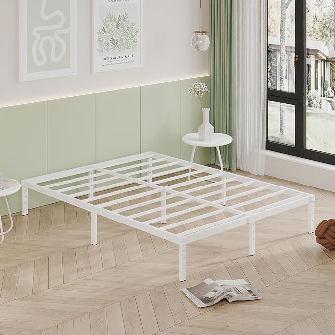12 Inch White King Size Bed Frame, Heavy Duty King Size Platform Bed Frame - Image 7