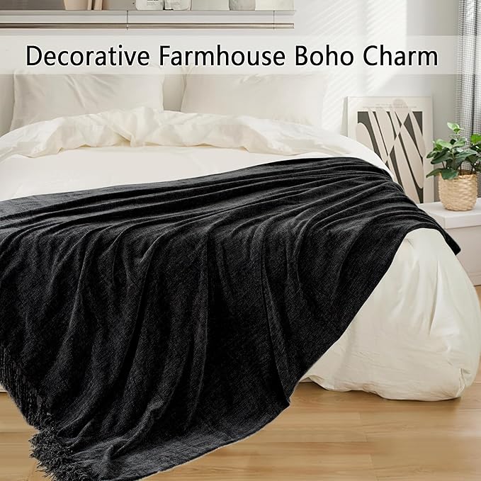 Chenille Throw Blanket for Couch 50"X 60", Soft Cozy Throws - Image 5