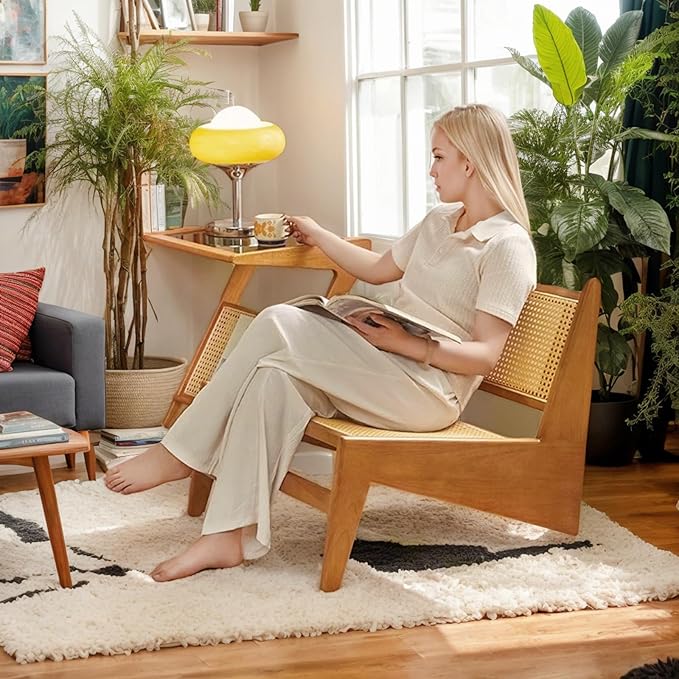 Rattan Accent Chair for Living Room, Mid Century Side Chair, Comfy Bamboo - Image 7