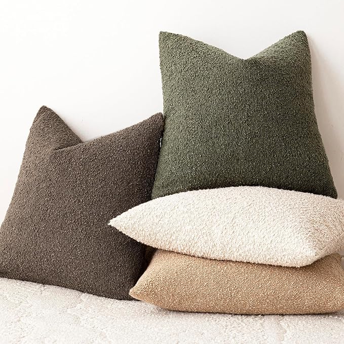 Foindtower Pack of 2, Decorative Textured Boucle Throw Pillow Covers Neutral - Image 6