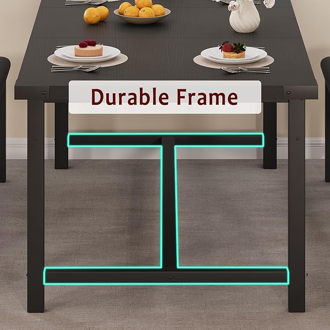 Dining Table Set for 4-6, 63“ Large Extendable Kitchen Table Set, Wood - Image 5