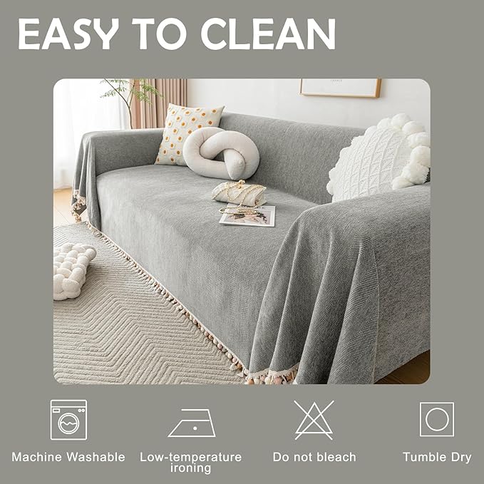 HANDONTIME Dark Grey Slipcover for Sofas - Image 7