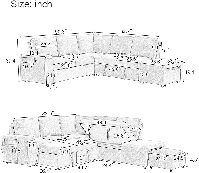 Merax L-Shaped Modular Sofa - Image 2