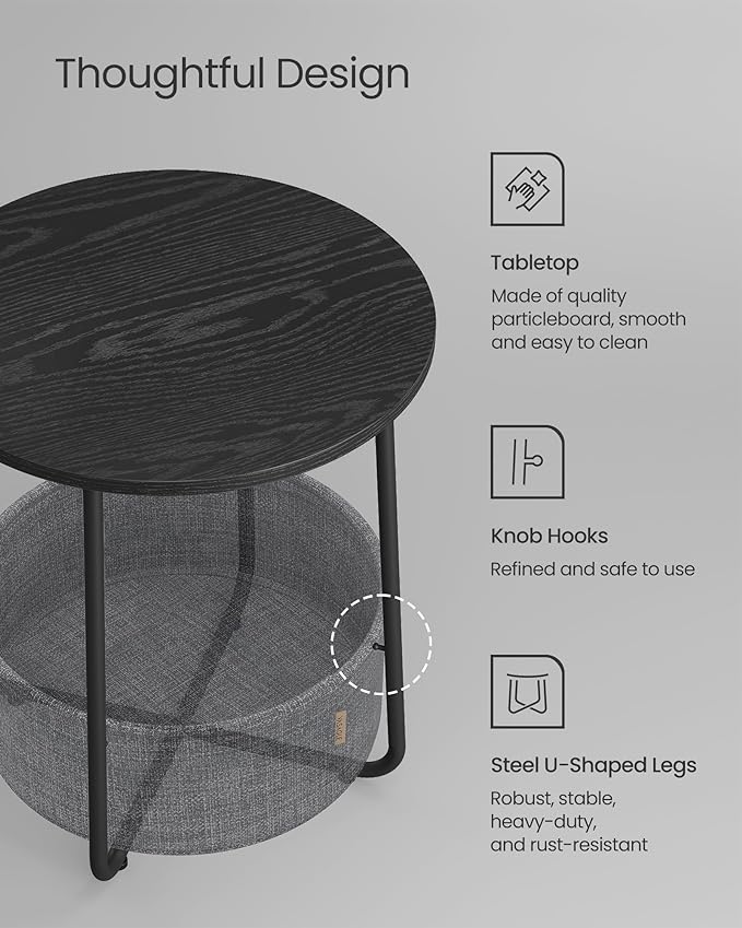 VASAGLE Small Round Side End Table, Modern Nightstand - Image 7
