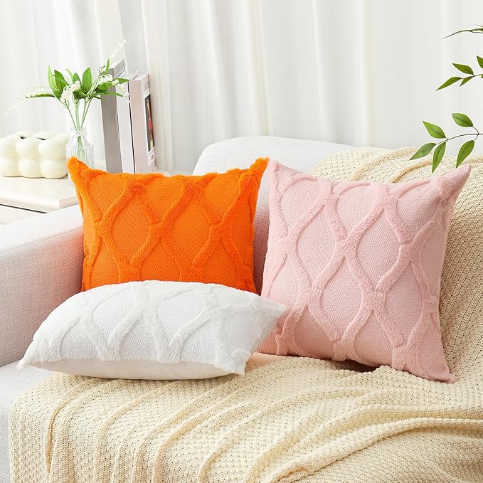 decorUhome Fall Throw Pillow Covers 26x26 Inch Set of 2, Soft Plush Faux Fur - Image 5