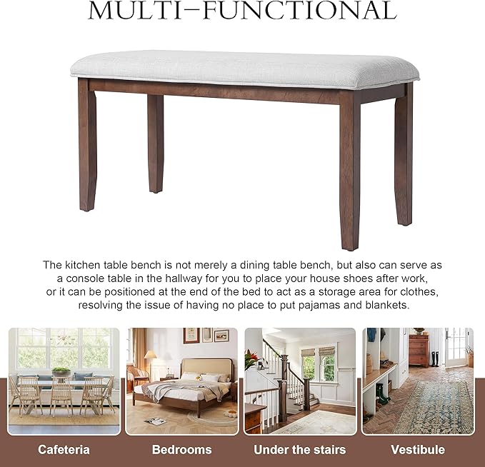 Merax Upholstered Dining Bench, - Image 4