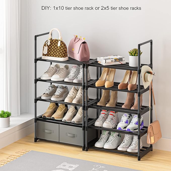 Tall Shoe Rack Narrow 10 Tier Shoes Rack 20 25 Pairs, Shoe Storage Organizer - Image 5