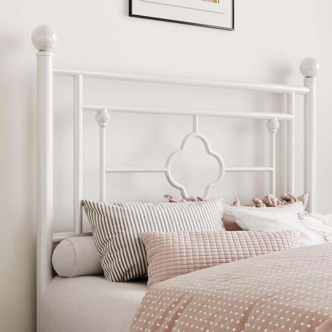 SHA CERLIN 14 Inches Twin Size Metal Platform Bed Frame/Vintage Iron-Art - Image 4