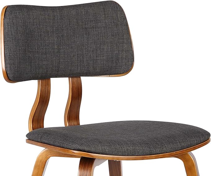 Armen Living Jaguar Mid-Century Dining Chair in Walnut Wood and Charcoal Fabric - Image 5
