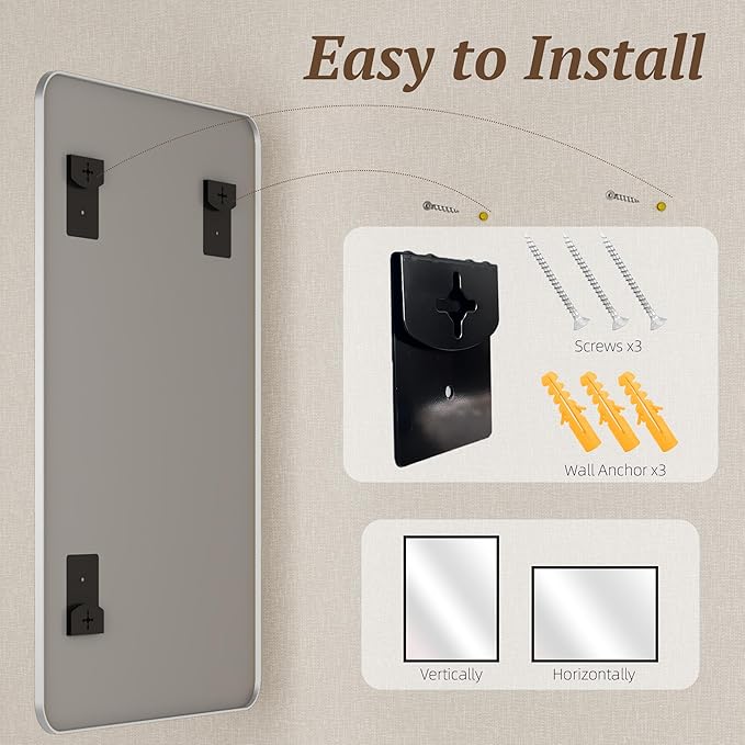 Bathroom Mirror 48" x 36", Large Rectangle Wall Mirror, Entryway Decor - Image 7