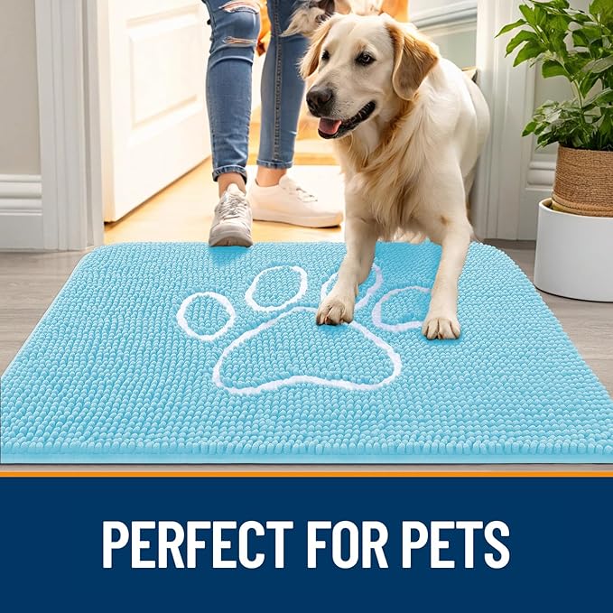 OLANLY Door Mat for Muddy Dog Paws 48x30, Ultra Absorbent Chenille Mud Doormat - Image 6