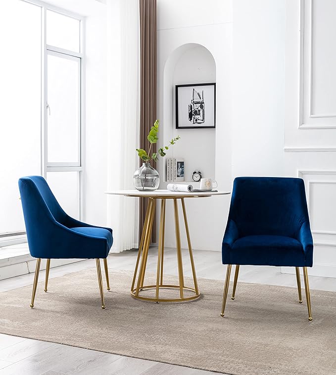 Modern Velvet Dining Chairs Set of 2, Contemporary Upholstered Furniture - Image 6