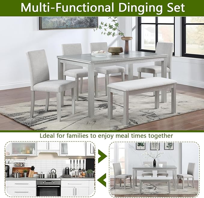 KEIKI 6-Piece Standard Height Dining Table Set - Image 4