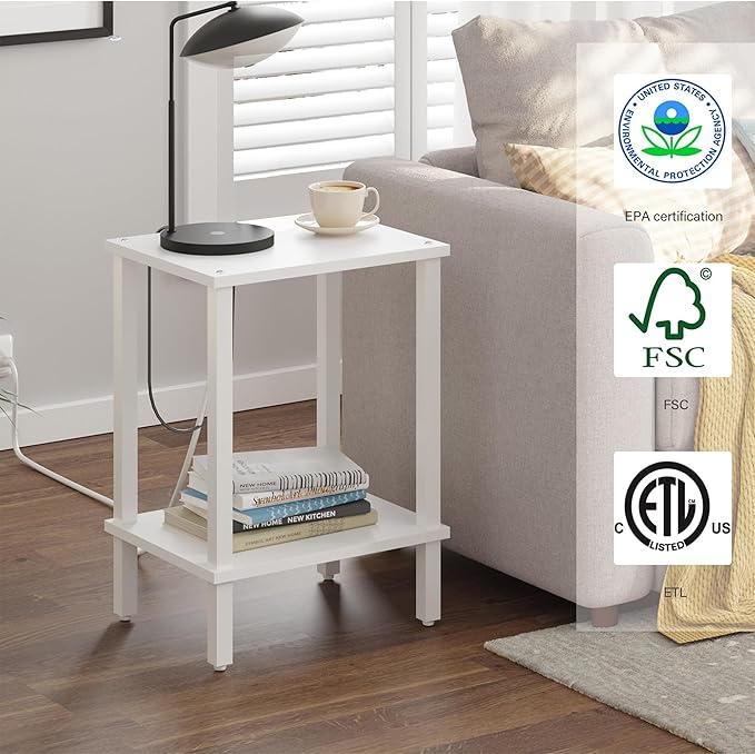 TUTOTAK End Table, Side Table, Nightstand, 2-Tier Storage Shelf, Sofa Table - Image 7