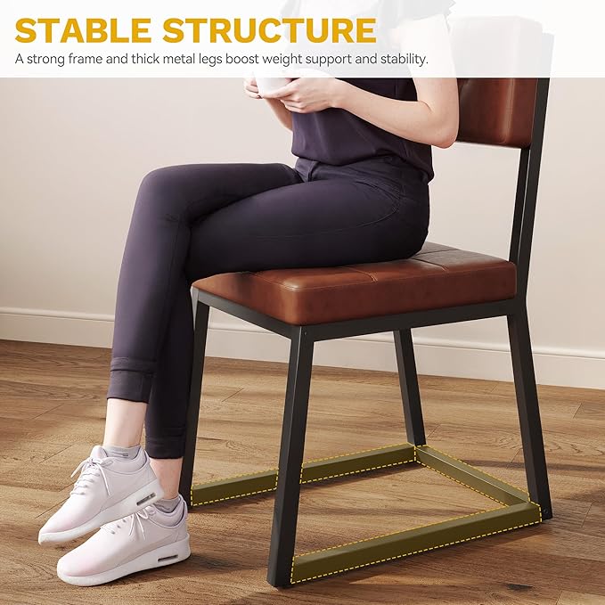 DWVO Modern Dining Chairs Set of 4 Brown Upholstered Kitchen Chairs - Image 4