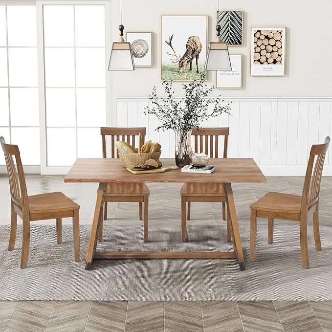 COLAMY Wooden Dining Room Chairs Set of 6, Spindle High Back Windsor Kitchen - Image 6