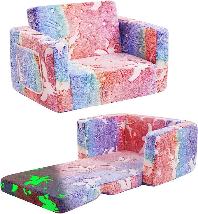 Toddler Couch, Toddler Chair, 2-in-1 Baby Seat Furniture Fold Out, Convertible by inhand