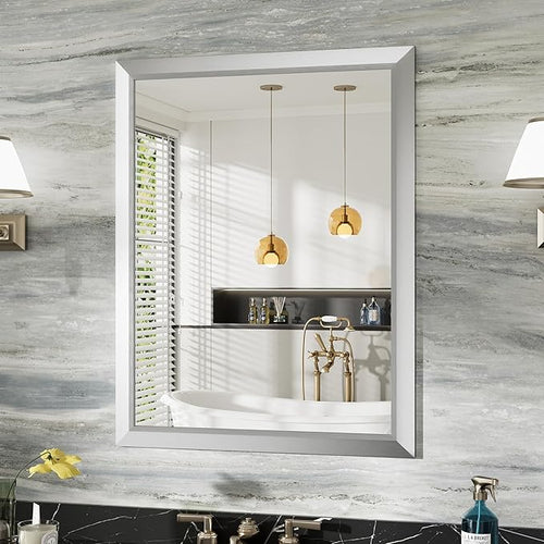 28x36 Inch Silver Bathroom Mirror by Briivuemodernmirrors
